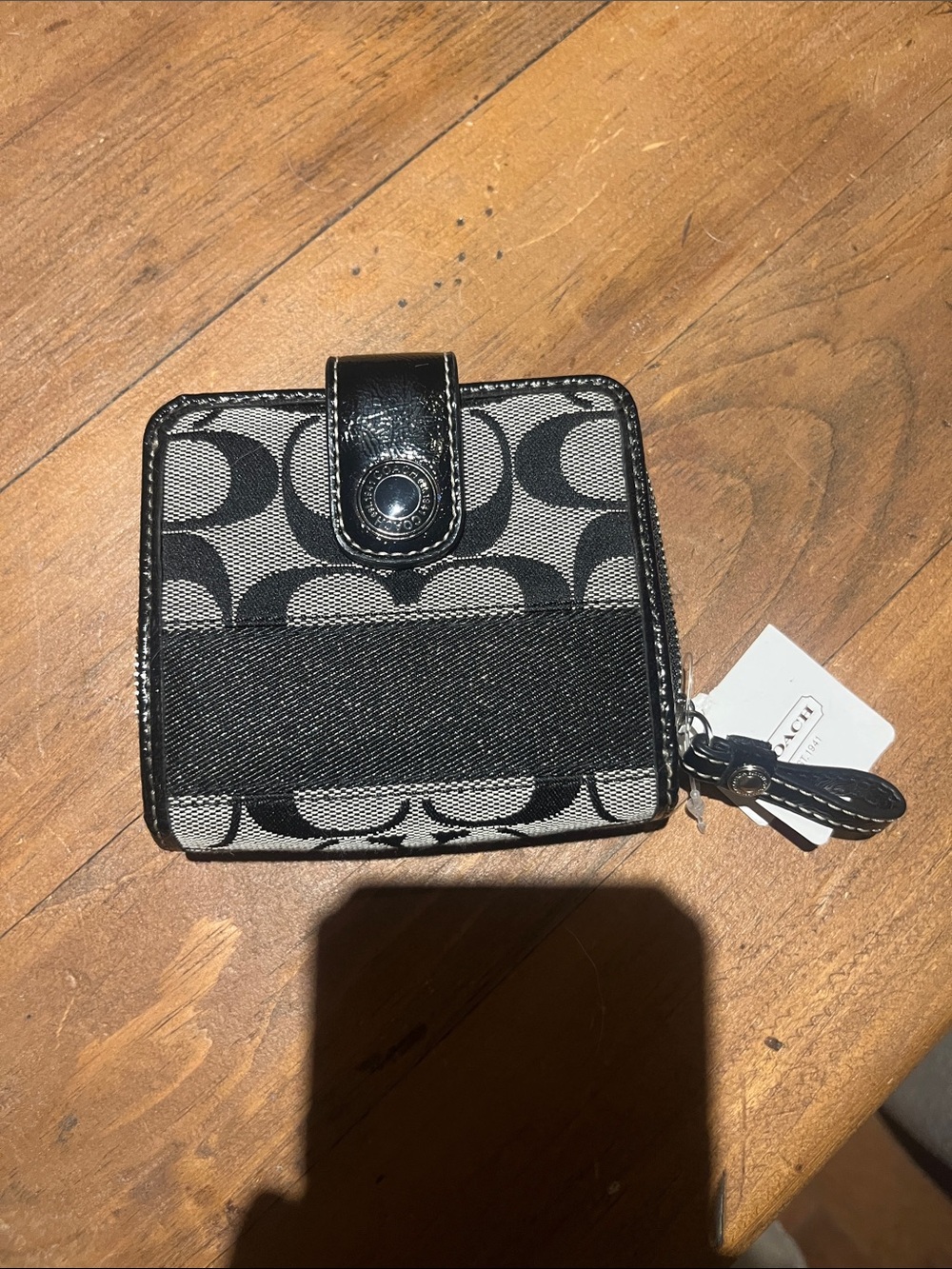 Coach Black & Gray Signature Small Wallet